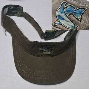 Camo Redfish Embroidered Patch Visor Hat Beige Fishing Outdoors Pride